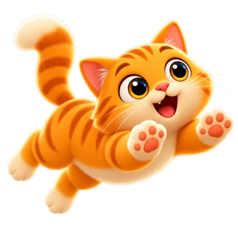 Meowzy cat mascot pouncing