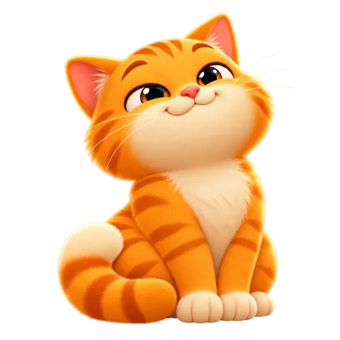 Meowzy cat mascot sitting proudly