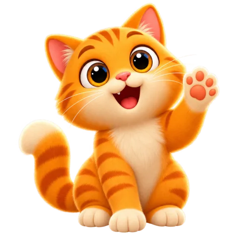 Meowzy cat mascot waving